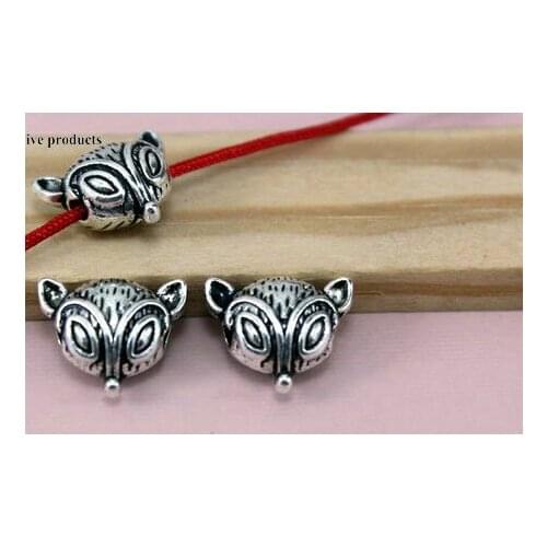 10pcs/lot Tibetan Silver spacer Fox head Loose Bead Spacer Beads Connectors for DIY Jewelry Making bracelet hi7f