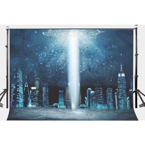 150x220cm Amazing Night View Backdrop Science Fiction Scene Background Navy Blue Backdrop UFO Photography Studio Props