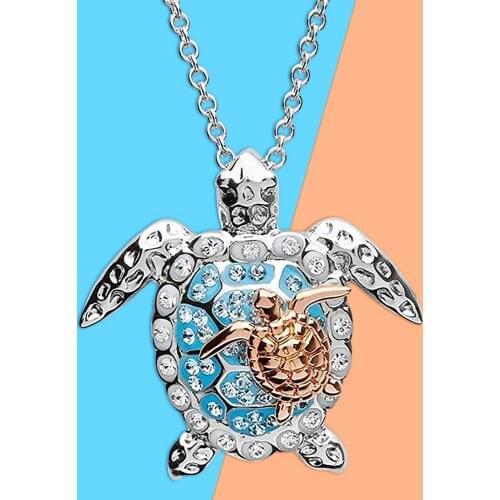 2021 Necklace For Women Zircon Charm Beach Turtle Necklaces Rose Gold Unique Small Turtle Necklace Women Jewelry Gift #WT