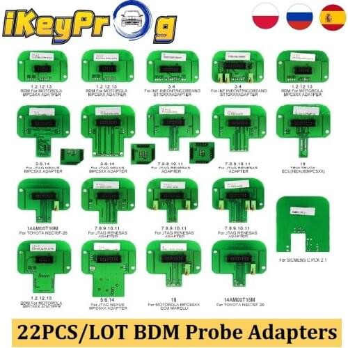 22PCS/LOT Full Set BDM Adapters 22PCS LED BDM Frame Adapter for ECU Programmer Dimsport BDM Probe Adapters