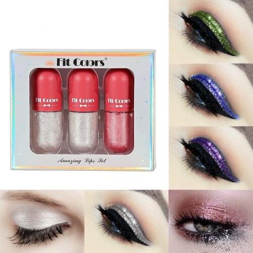 3 Colors/set Diamond Pearl Liquid Eyeshadow Glitter Star Sequins Long-Lasting Non-smudge Quick-Drying Liquid Eyeshadow Set