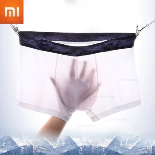 Xiaomi Ice Silk Men Underwear ThinTransparent Sexy Man Underpants Breathable Seamless Pants Male Panties Mens Boxer Short 3pcs