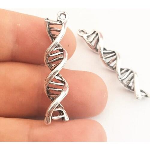 4pcs Dna Charms Pendant DIY Jewelry Findings For Jewelry Makingantique Silver Color Tone 9x40mm charms for jewelry making