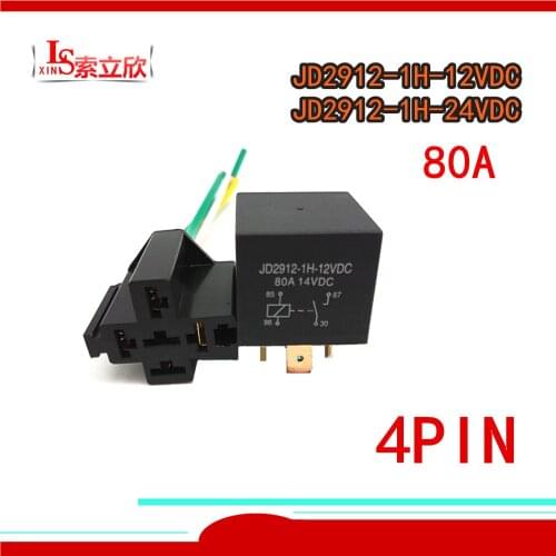 5PCS 100%Original New Automobile relay JD2912-1H-12VDC JD2912-1H-24VDC JD2912 1H 24VDC 80A 14VDC 12V 24V 4PIN