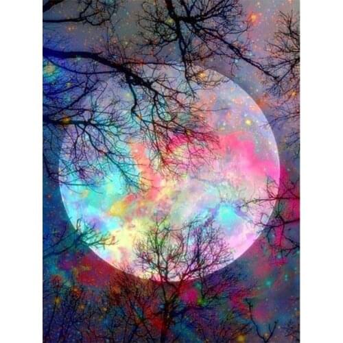 5D Daimond painting Twigs&Moon 3D Diamond Painting landscape Full Round Rhinestones picture Embroidery diamind paint home decor