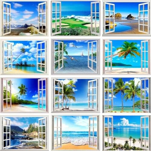 5D DIY Diamond Painting Landscape Seaside Rhinestone Picture Cross Stitch Kit Full Diamond Embroidery Mosaic Home Decoration