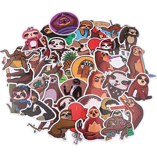 A3912 Patchfan 36pcs Cartoon Sloth Animals Sticker for Bike Motorcycle Phone Laptop Travel Luggage Funny Sticker Decal