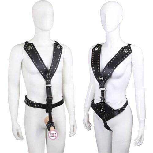 BD/SM PU Leather Harness Straps Belt Bodysuit Thong Chastity Costume Chest Harness Roleplay Flirting Adult Sex Toys For Couples