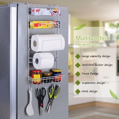Behogar 6-Tier Multi-Purpose Metal Kitchen Cabinet Refrigerator Side Rack Door Metal Storage Rack Organizer with Suction Cups