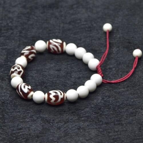 White shell bead Red&white Tibet Louts Fengshui DZI String woven bracelet women amulet jewelry adjustable bracelet Free Shipping