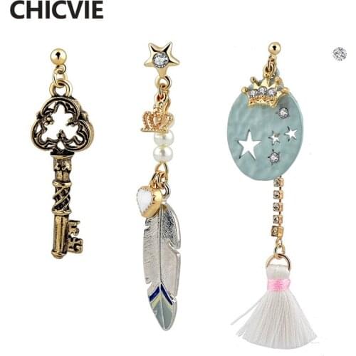 CHICVIE New Design Key Pattern Earring For Women Tassel Earrings Bohemian Jewelry Lady Earrings set Handmade Earrings SER170025