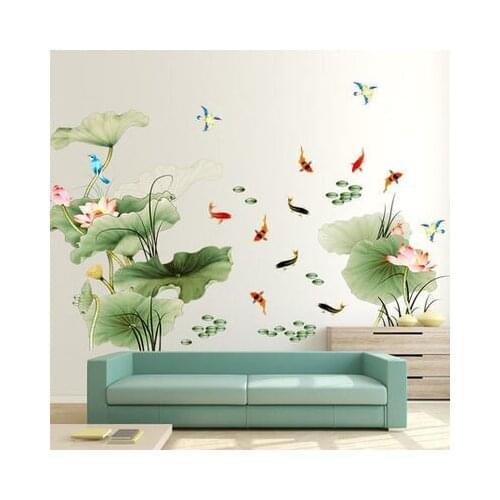 COVPAW Lotus Wall Stickers Living Room Bedroom Room Decorative Wallpaper Wall Decal Home Decor Mural Poster Removable