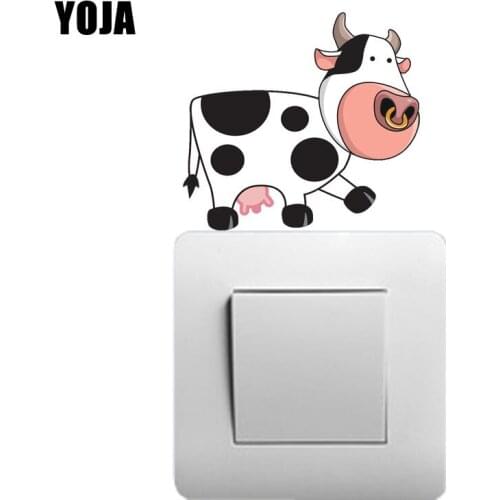 YOJA Cartoon Bull Vector Decor Wall Switch Sticker For Kids Living Room Bedroom 8SS0792