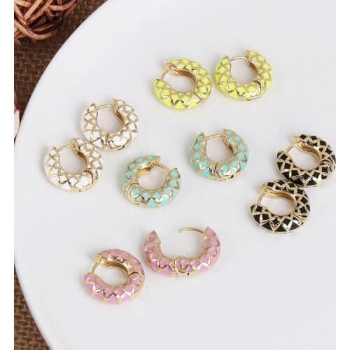 European and American Simple Fashion Personality Metal C-shaped Earrings Female Color Stitching Ear Buckle