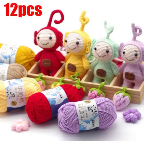 12pcs Knit Yarn for Weaving Soft Warm DIY Milk Cotton Yarn Threads Hilos Para Tejer A Ganchillo Crochet