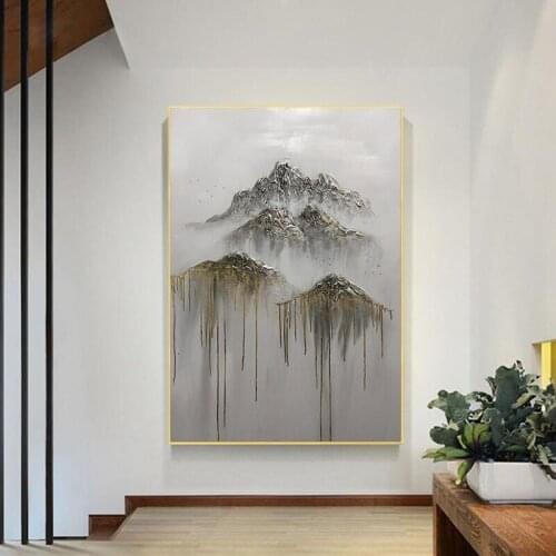 Handwritten Chinese natural mountain HuaQiang abstract art picture sitting room household adornment wall art