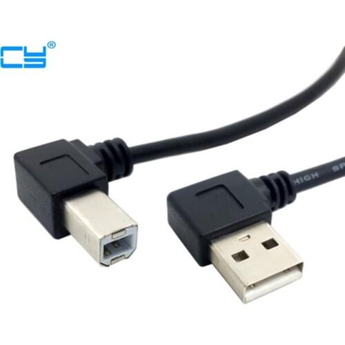 Left Angled USB 2.0 A Male to Left Angled B Male 90 degree Printer Scanner Cable 20cm