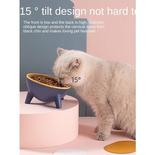 Cat Bowl Ceramic Dog Bowl Cat Bowl Protection Cervical Spine Anti-overturning Oblique Small Dog Bowl Rice Pet Cat Bowl Supplies