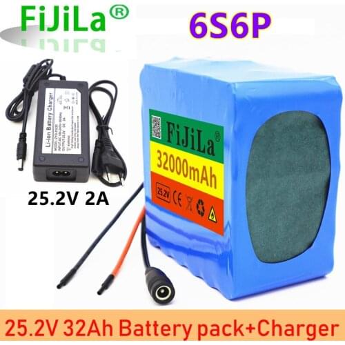 24V 32000mAh 6S6P 18650 li-ion battery pack 25.2v 32000mAh electric bicycle moped /electric/lithium ion battery pack+2A charger