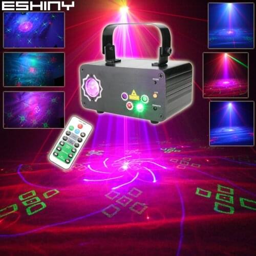 ESHINY Remote RGB 5 Len Laser 128 Patterns Projector LED Dream Aurora Sky Party Bar DJ Disco Xmas Dance Stage Night Light T253N7