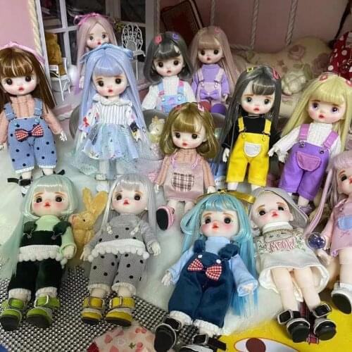 Mini BJD doll Plastic Jointed body doll face makeup by hand 17cm dolls selling with clothes
