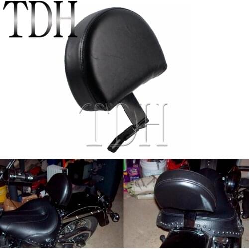Motorcycle Black Adjustable Plug-In Driver Rider Backrest Pad for Harley Softail Classic Bikes with a Stock Seat 2007-UP