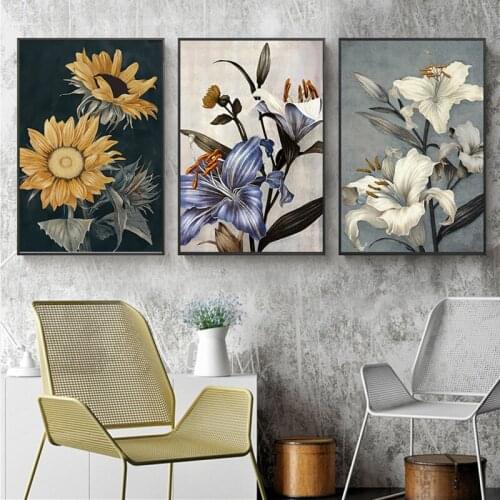 Flower Poster Wall Art Canvas Painting Plant Print Nordic Abstract Modern Art Home Wall Decor Picture for Living Room Design