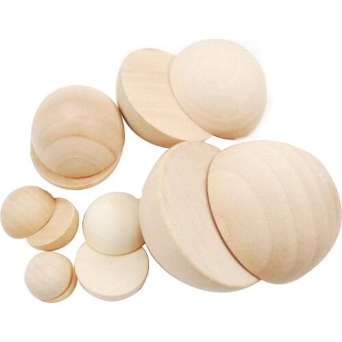 Natural Wood Half-faced Ball Safe Eco-Friendly Wooden Beads DIY Jewelry Making Accessories Kids DIY Arts And Craft Supplies