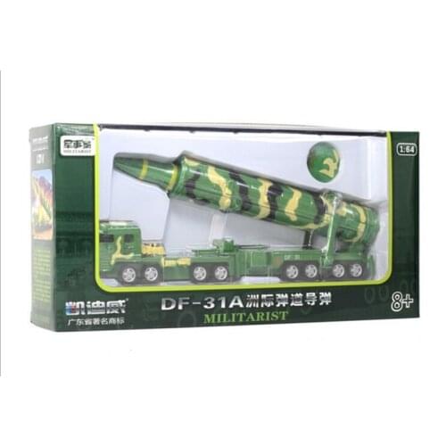 New alloy car military model DF - 31 intercontinental ballistic missile acousto-optic pull back car model in box