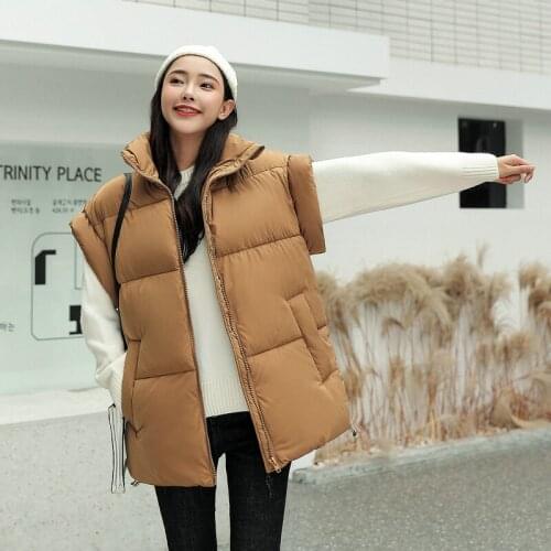 2021 New Autumn Coat Women Thick Warm Students Vests Winter Padded Plus Size Vest Dowm Cotton Sleveless Jacket Korean Top Femme