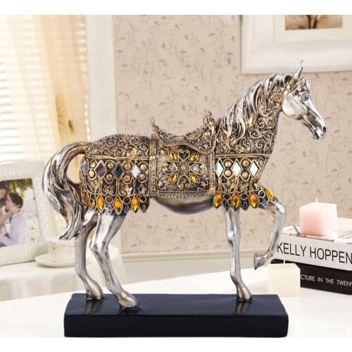New Resin Crafts Home Decoration Accessories Modern Creative Ornaments European Style Gold Leap Horse Business Figurine Gifts