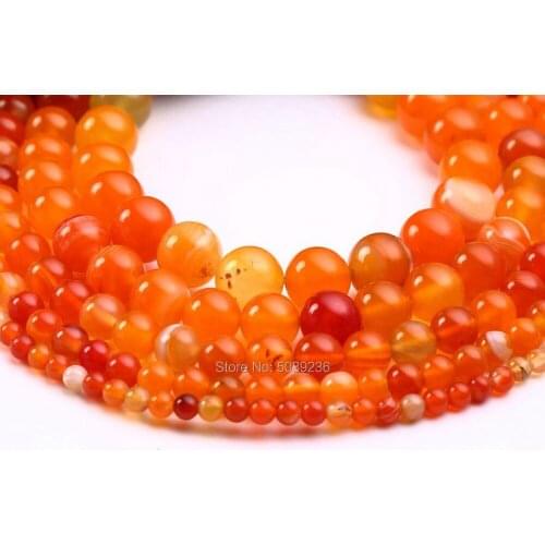 Wholesale Natural Stone Orange Stripe Agates Beads Round Loose Beads 4 6 8 10 12mm for Jewelry Making Necklace Bracelet DIY