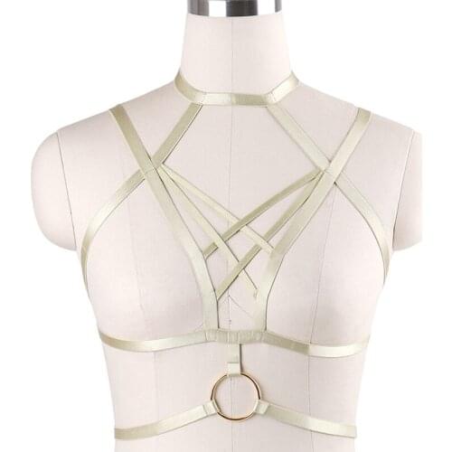 Wholesale Women Body Harness Crop Top Bondage Bra Goth Open Chest Sexy Lingerie Hollow Harness Bustier Rave Body Cage