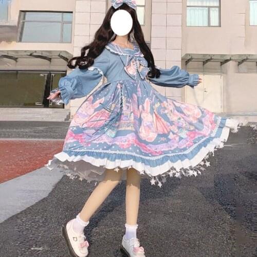 Original Lolita Ladies Party Lolita Japanese Style Sailor Collar Cute Op Dress for Women Autumn and Winter sweet lolita dress