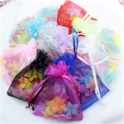 DIY 50pcs 7x9 9x12 10x15 13x18CM Organza Bags Jewelry Packaging Bags Wedding Party Decoration Drawable Bags Gift Pouches