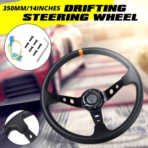 14inch 350mm Universal Car Racing Steering Wheel Modified PU Leather Aluminum Deep Corn Sport Car Drifting Steering Wheels