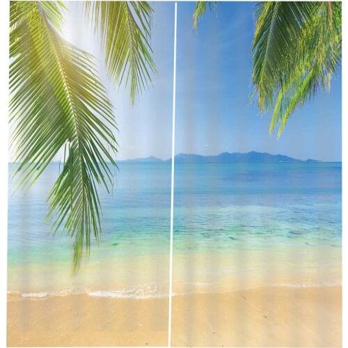 Seaside Scenery 3d Printed Shower Curtains for living room bedroom blackout Drapes curtains