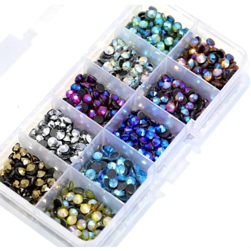 SS10 5000pcs Mix Colors AB With Box 10 Colors DMC Hot Fix Rhinestones Crystal Glass Strss Hotfix Rhinestones For Garment Y3023