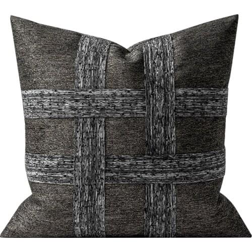 Dark Grey Plaid Cushion Cover Decorative Cushion For Living Room INS Fashion Waist Pillowcase Home Decor