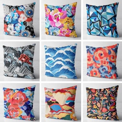Vintage Colorful Floral Pattern Cushion Cover Home Decor Soft Square Decorative Pillow Case Sofa Couch Car funda cojin