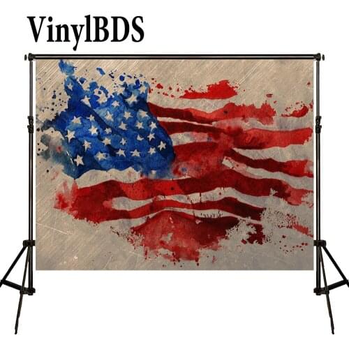 VinylBDS 5x7ft Independence Day Background American Stars and Stripes Backdrop Vintage Wood Planks Graffiti Backdrop for Studio