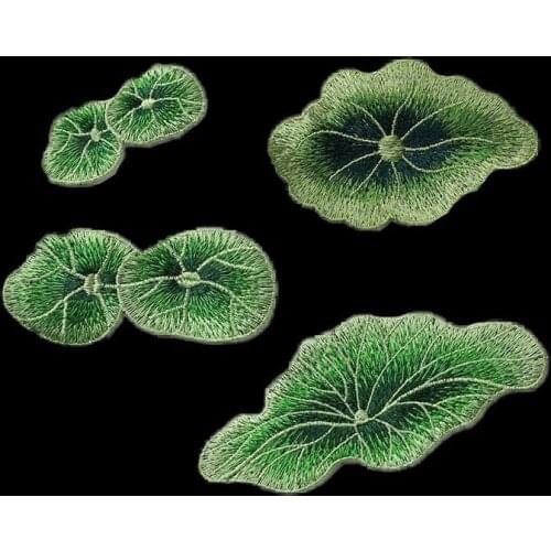Green Lotus Leaf Embroidered Applique Sew-on Patches Fashion Sticker For Clothes Bag Craft Repair Diy Decoration High Quality