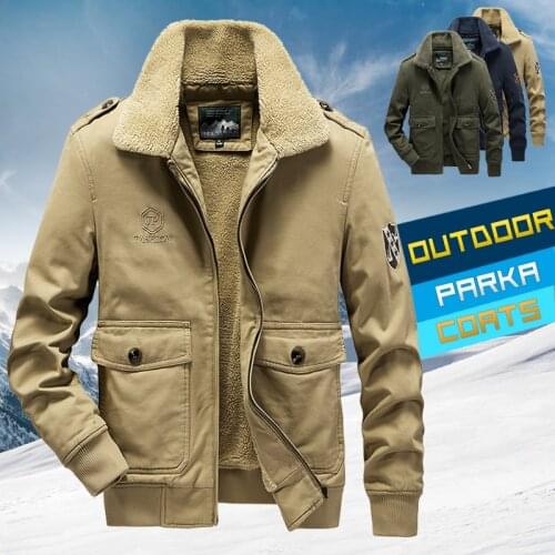 Winter Cashmere Jacket Men 2021 New Fleece Bomber Jacket Mens Military Pilot Coat Warm Flight Jacket Male Army Jacket Coats