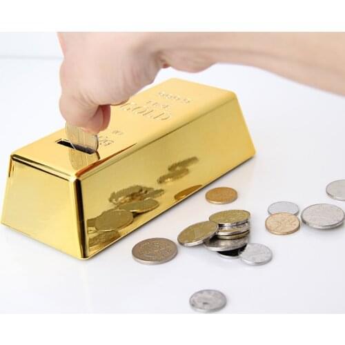 1pc ABS Plastic Piggy Bank Gold Bullion Brick Coin Case Saving Money Box for Kids Birthday Gifts Piggy Bank Box Organizer