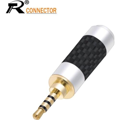 1pc High Quality Carbon Fiber 2.5mm Jack Connector 4pole Right Angle Gold-plated Earphone DIY Plug Fix Cable Up to 6mm