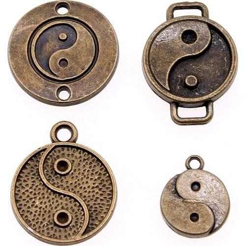 10pcs Charms Tai Chi DIY Jewelry Findings For Jewelry Making Antique Bronze Plated Religion Taoism Yin & Yang Charms