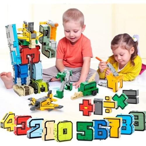 15Pcs Transformation Number Robot DIY Creative Bricks Deformation compatible LegoINGs Early Toy Childrens educational toys Gift