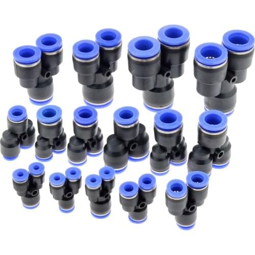 3 Way Port Y Shape Air Pneumatic 12mm 8mm 10mm 6mm 4mm OD Hose Tube Push in Gas Plastic Pipe Fitting Connectors Quick Fittings