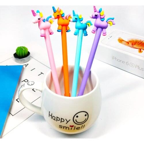 36 pcs/lot Rainbow Unicorn Gel Pen Cute 0.5 mm black ink Signature Pen School Office writing Supply Stationery gift