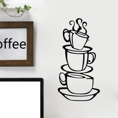 3D koffie cups creative muurtattoo verwijderbare vinyl muursticker diy home decor art keuken behang